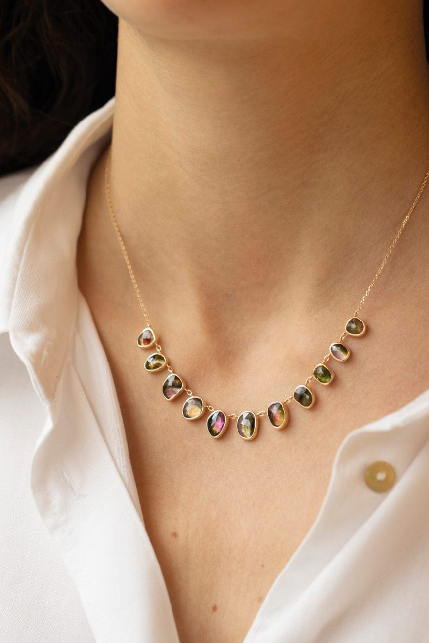 CELINE DAOUST-Watermelon Tourmaline Necklace-YELLOW GOLD