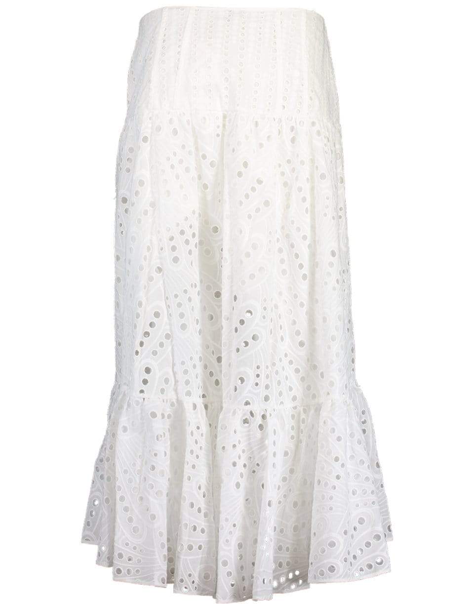 CHARO RUIZ IBIZA-Gina Long Eyelet Skirt - White-