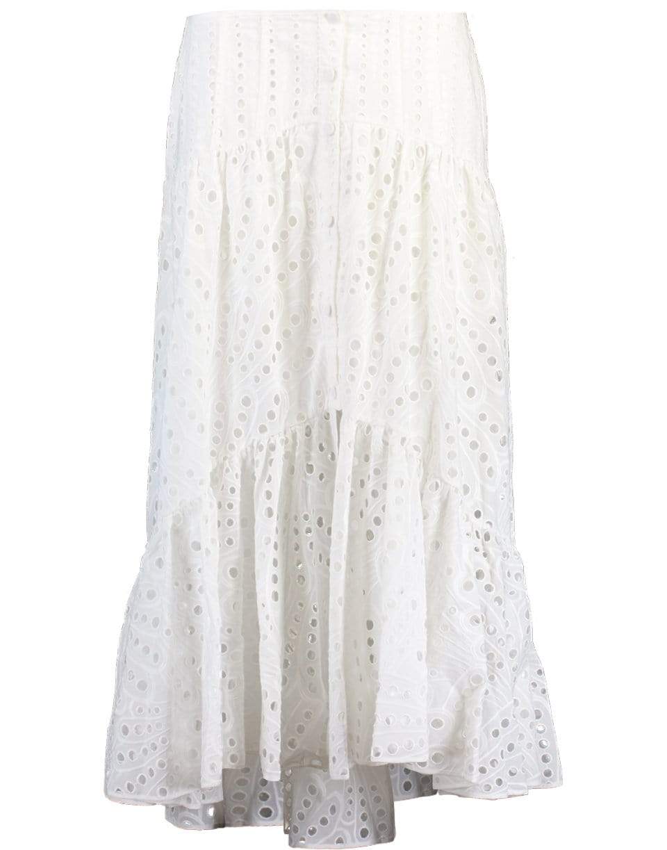 CHARO RUIZ IBIZA-Gina Long Eyelet Skirt - White-