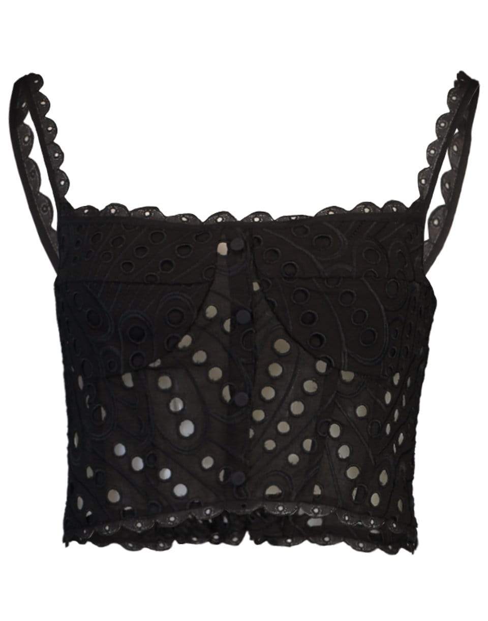 CHARO RUIZ IBIZA-Tessa Cropped Eyelet Top - Black-