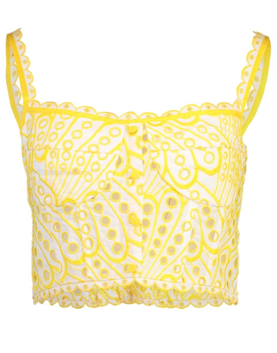 CHARO RUIZ IBIZA-Tessa Cropped Eyelet Top - Yellow-