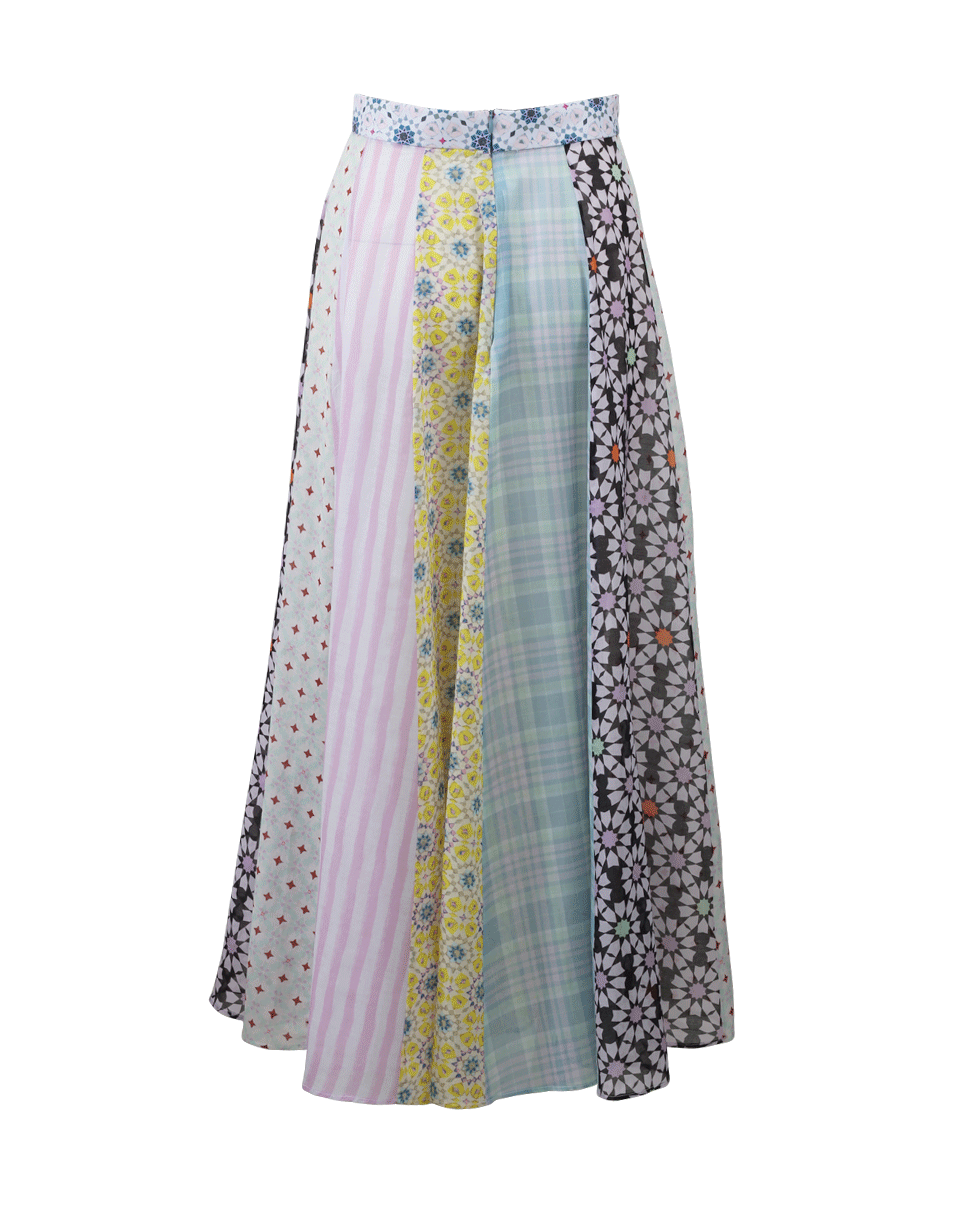 CHER MICHEL KLEIN-Multi-Print Panel Maxi Skirt-