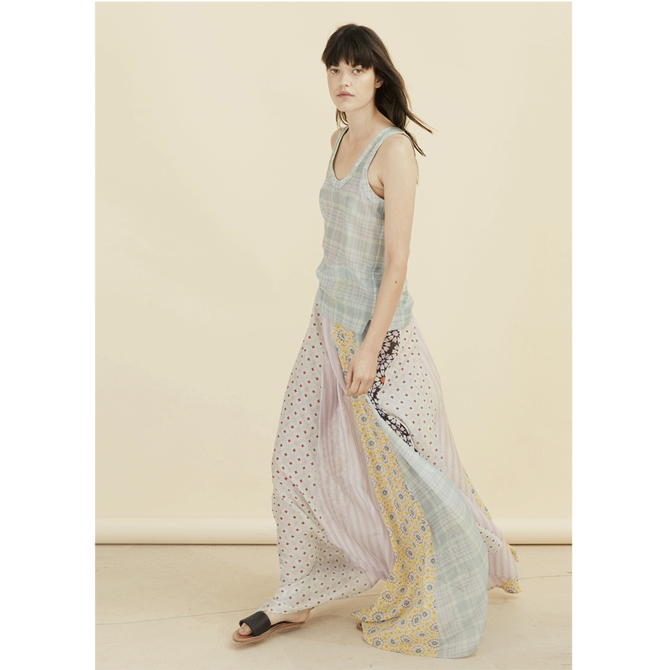 CHER MICHEL KLEIN-Plaid Racer Back Tank Top-
