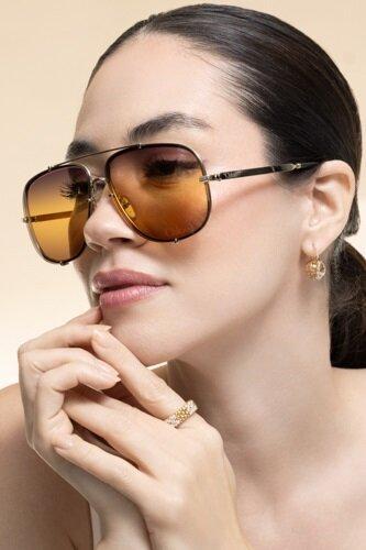 Aviator Sunglasses - Gold Yellow-GOLD-ACCESSORIESUNGLASSES-CHLOÉ