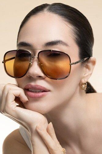Aviator Sunglasses - Gold Yellow-GOLD-ACCESSORIESUNGLASSES-CHLOÉ