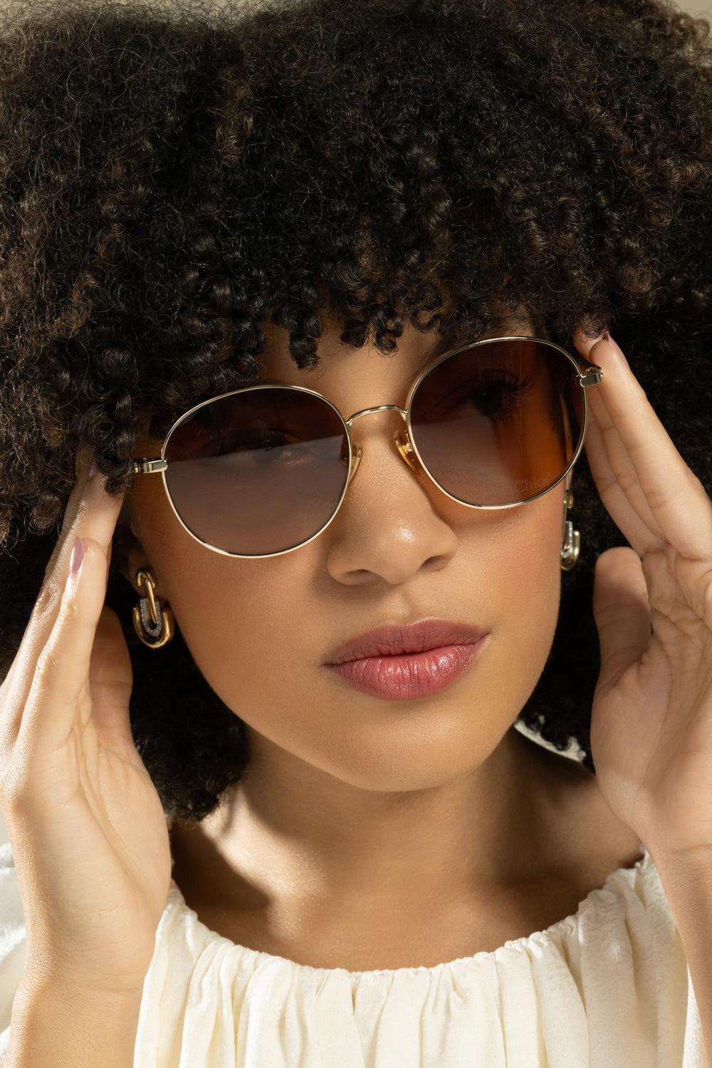 Oval Sunglasses - Gold Brown-GOLD-ACCESSORIESUNGLASSES-CHLOÉ