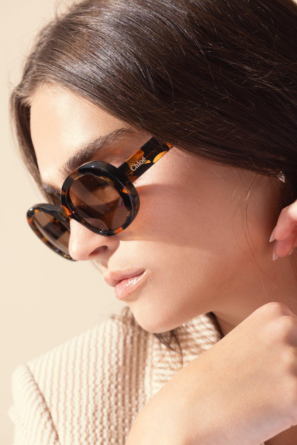 CHLOÉ-Round Sunglasses - Havana Tortoise-HAV/TORT