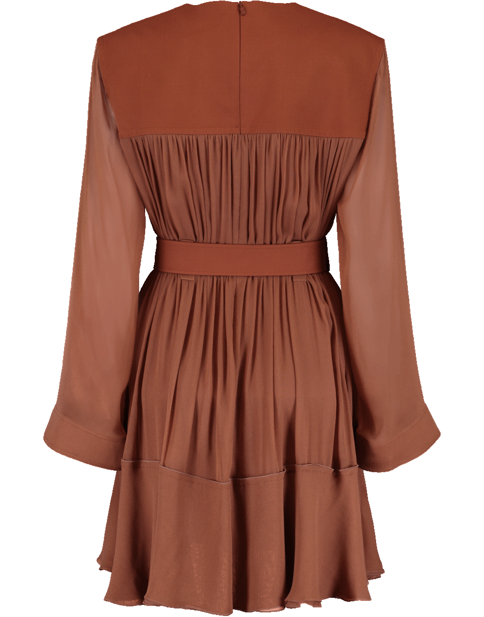 CHLOÉ-Belted Dress-BROWN