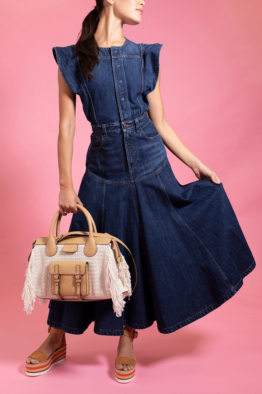 CHLOÉ-Denim Maxi Dress-