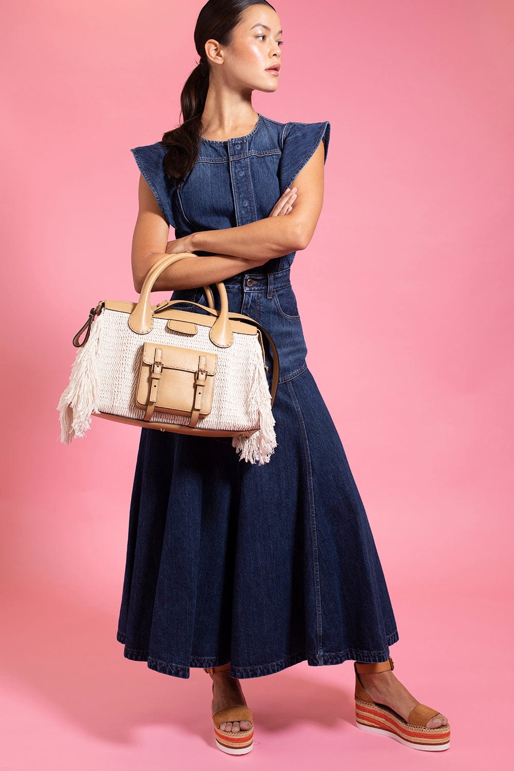 CHLOÉ-Denim Maxi Dress-