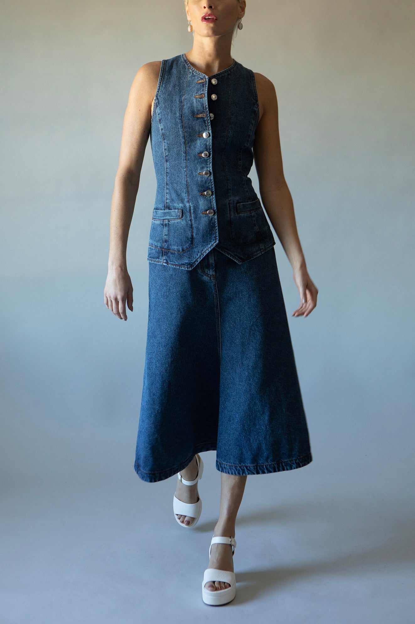 CHLOÉ-Sleeveless Denim Dress-
