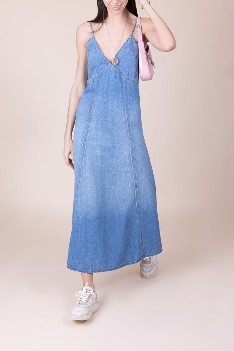 Long Flare Denim Dress
