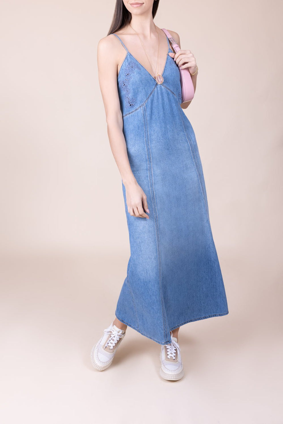 Long Flare Denim Dress