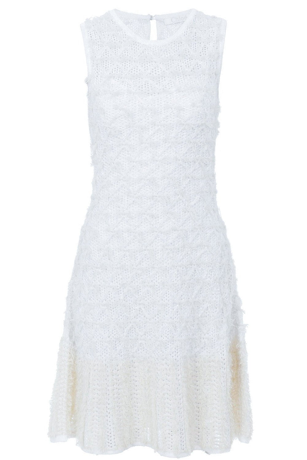 knee length dresses for ladies White Flutter Ruffle Hem Mini Dress main image 0