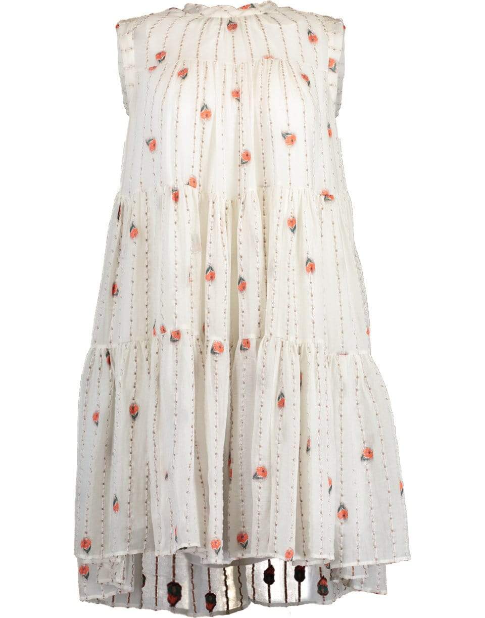 CHLOÉ-Sleeveless Tiered Flower Print A-Line Dress-MILK