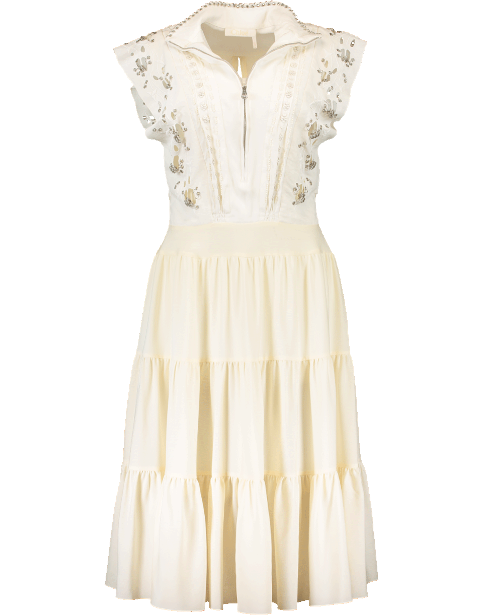CHLOÉ-Silk Cady Victorian Dress-WHITE