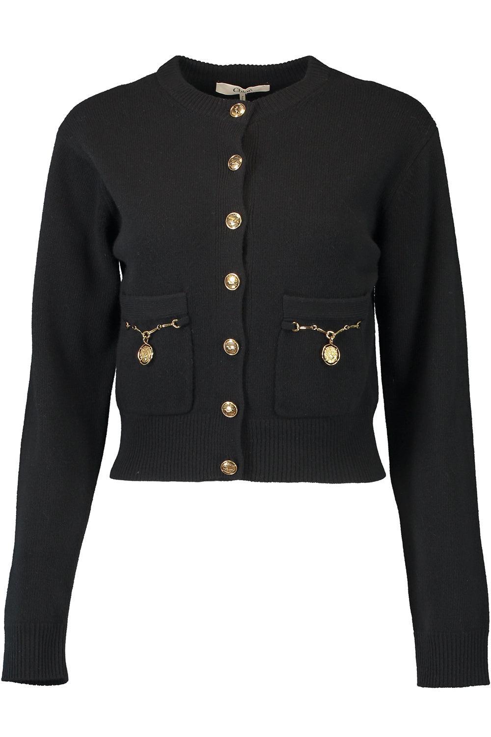 Horse Medal Cardigan-BLACK-XS-CLOTHINGJACKETCASUAL-CHLOÉ