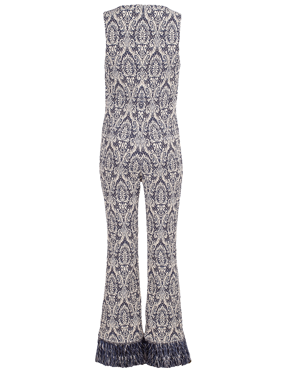 CHLOÉ-Fringe Hem Jumpsuit-NVY/IVRY