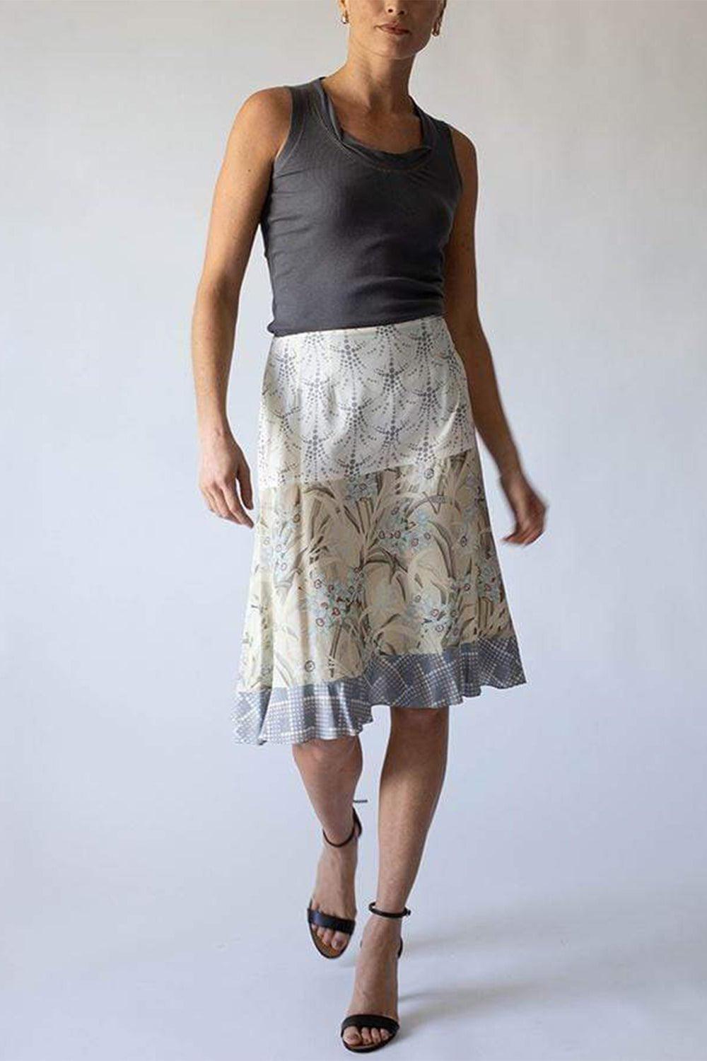 CHLOÉ-Floral Print Knee-Length Skirt-BEIGE