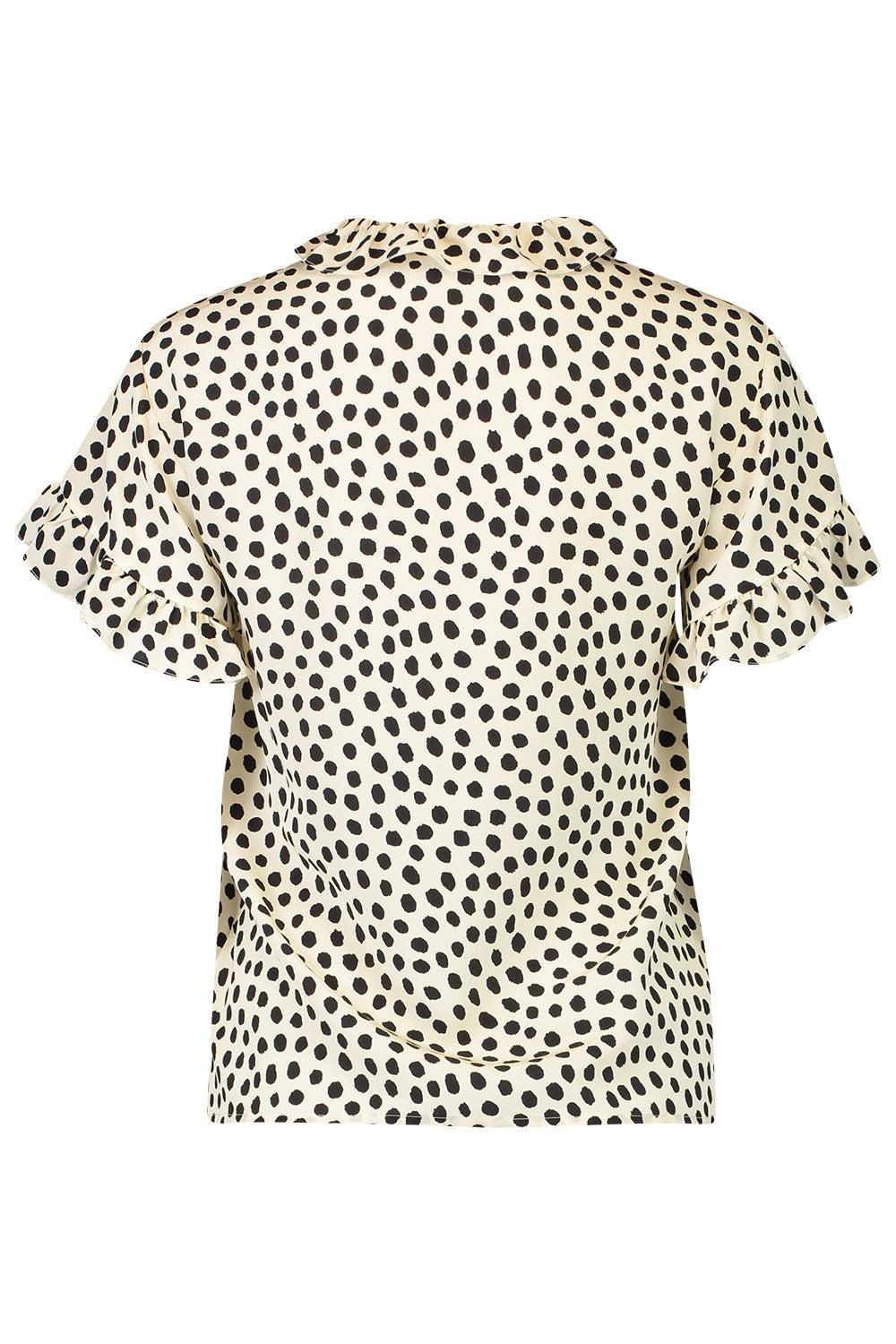 Short Sleeve Ruffle Blouse-ANIMAL-34-CLOTHINGTOPBLOUSE-CHLOÉ