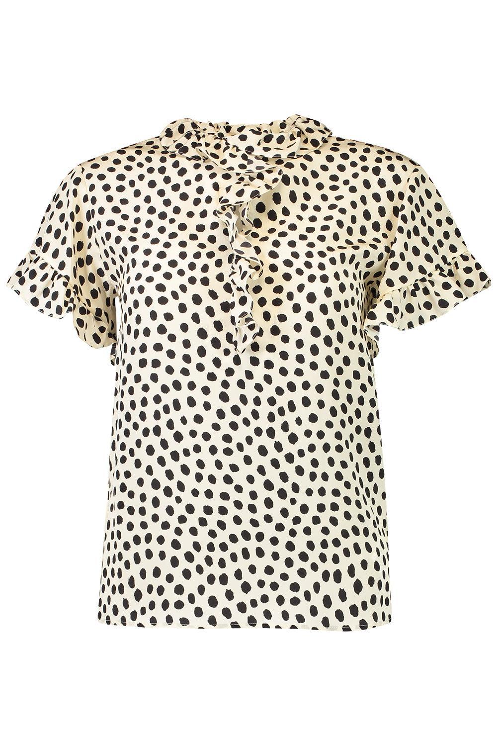 Short Sleeve Ruffle Blouse-ANIMAL-34-CLOTHINGTOPBLOUSE-CHLOÉ