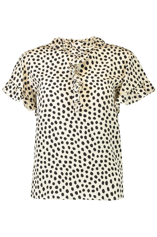 Short Sleeve Ruffle Blouse-ANIMAL-34-CLOTHINGTOPBLOUSE-CHLOÉ