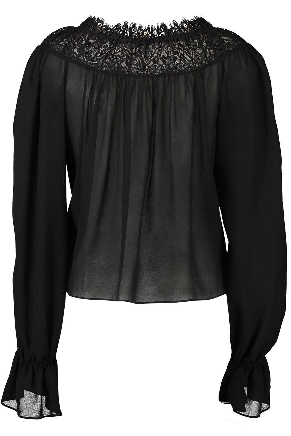 Scoop Neck Cropped Blouse-BLACK-36-CLOTHINGTOPBLOUSE-CHLOÉ