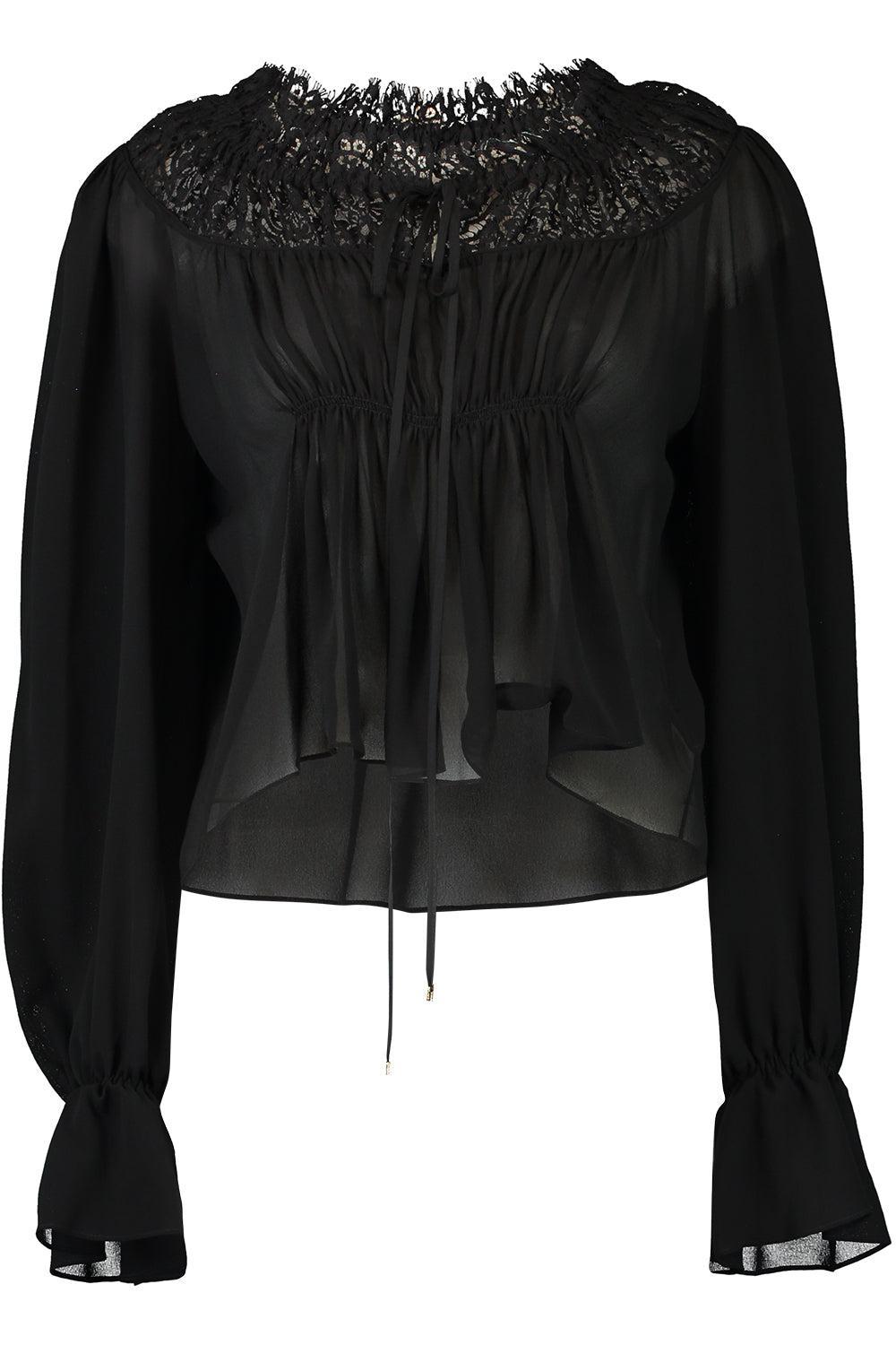 Scoop Neck Cropped Blouse-BLACK-36-CLOTHINGTOPBLOUSE-CHLOÉ