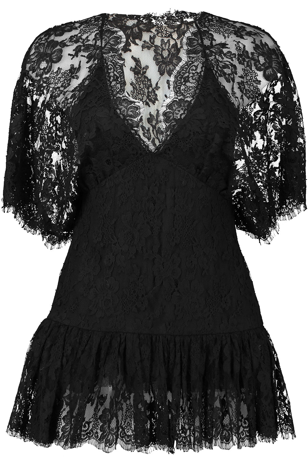 Fitted Ruffle Lace Top-BLACK-38-CLOTHINGTOPBLOUSE-CHLOÉ