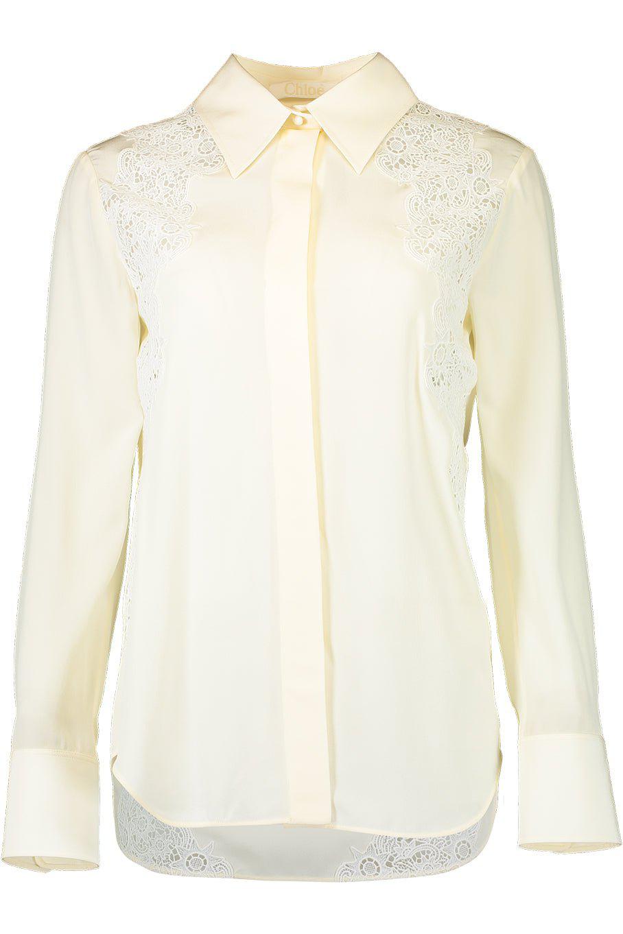 CHLOÉ-Long Sleeve Button Down Blouse - Coconut-