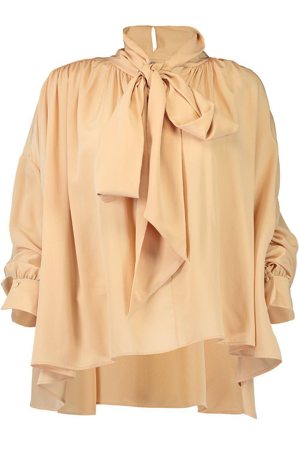 CHLOÉ-Long Sleeve Tie Front Blouse-