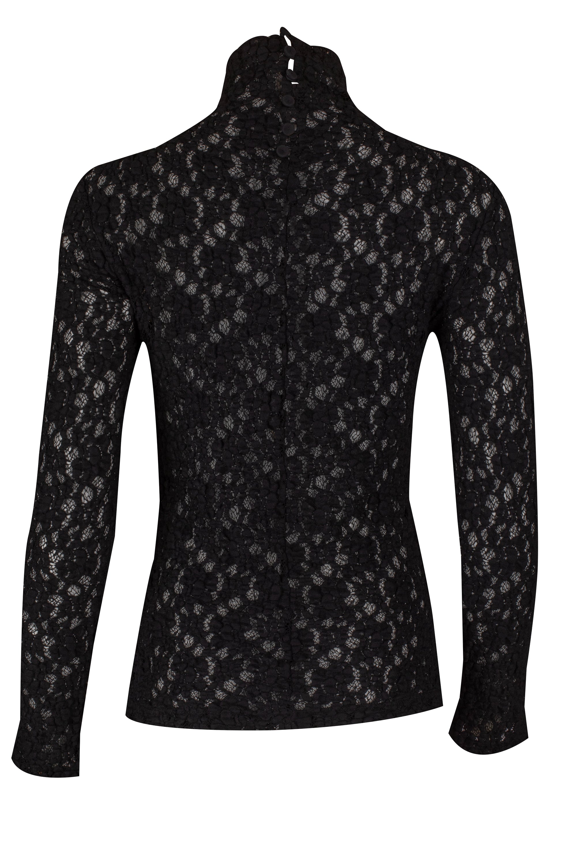 CHLOÉ-Mock Neck Smocked Lace Top-