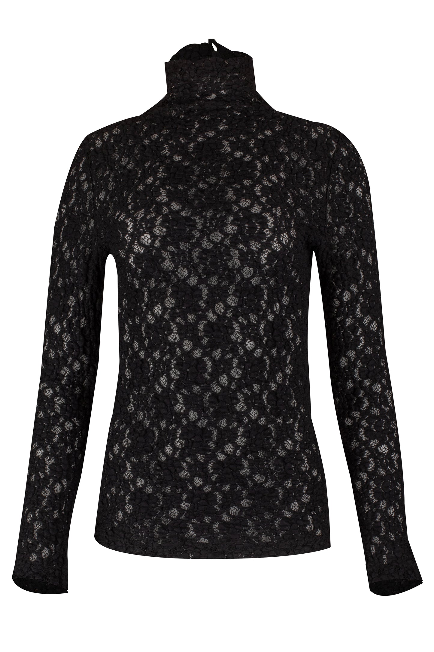 CHLOÉ-Mock Neck Smocked Lace Top-
