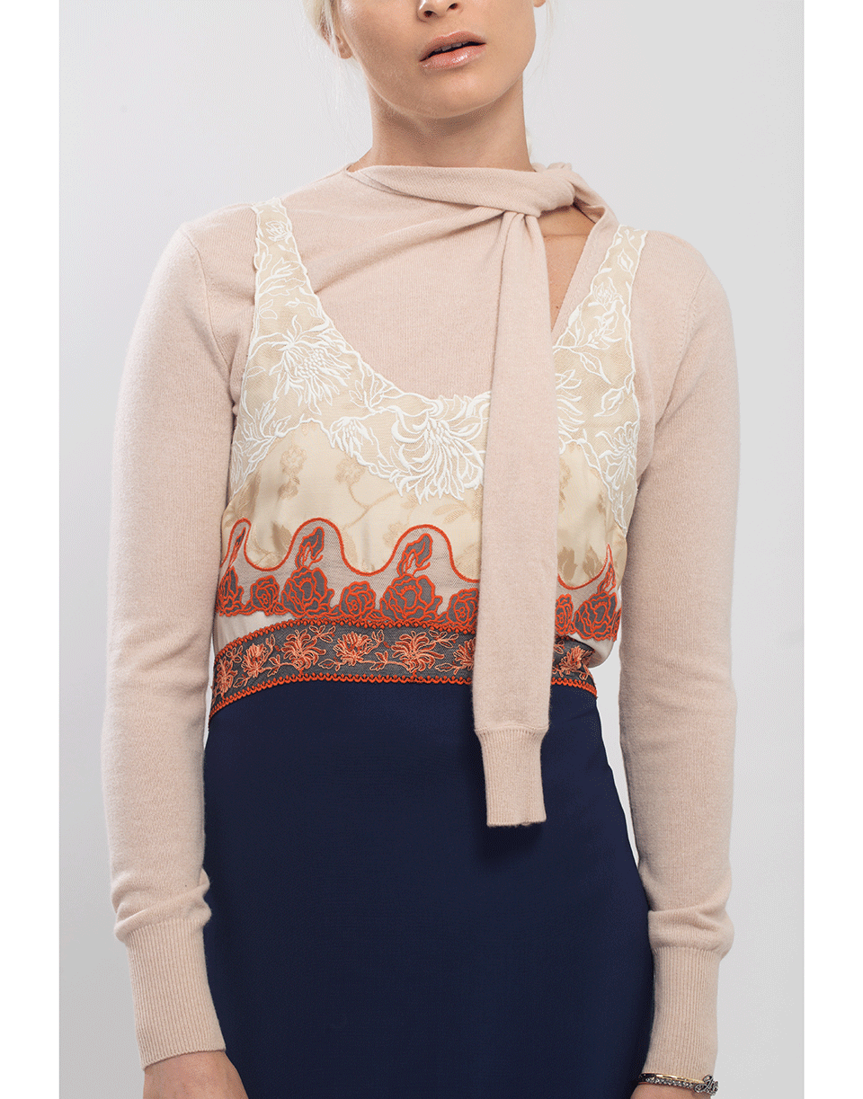 CHLOÉ-Twist Tie Neck Cashmere Sweater-