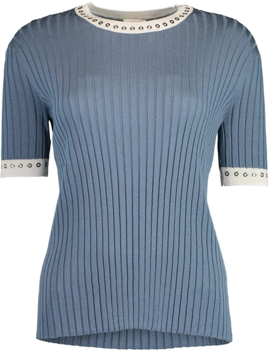 CHLOÉ-Short Sleeve Knit Crewneck Top-