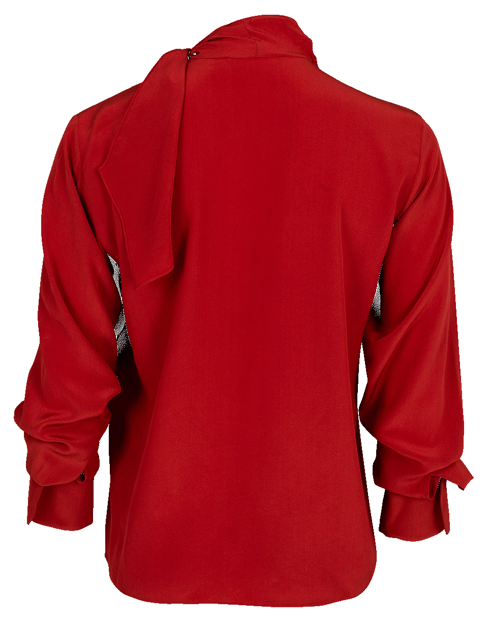 CHLOÉ-Neck Bow Silk Blouse-