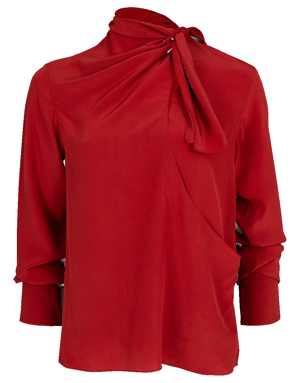 CHLOÉ-Neck Bow Silk Blouse-