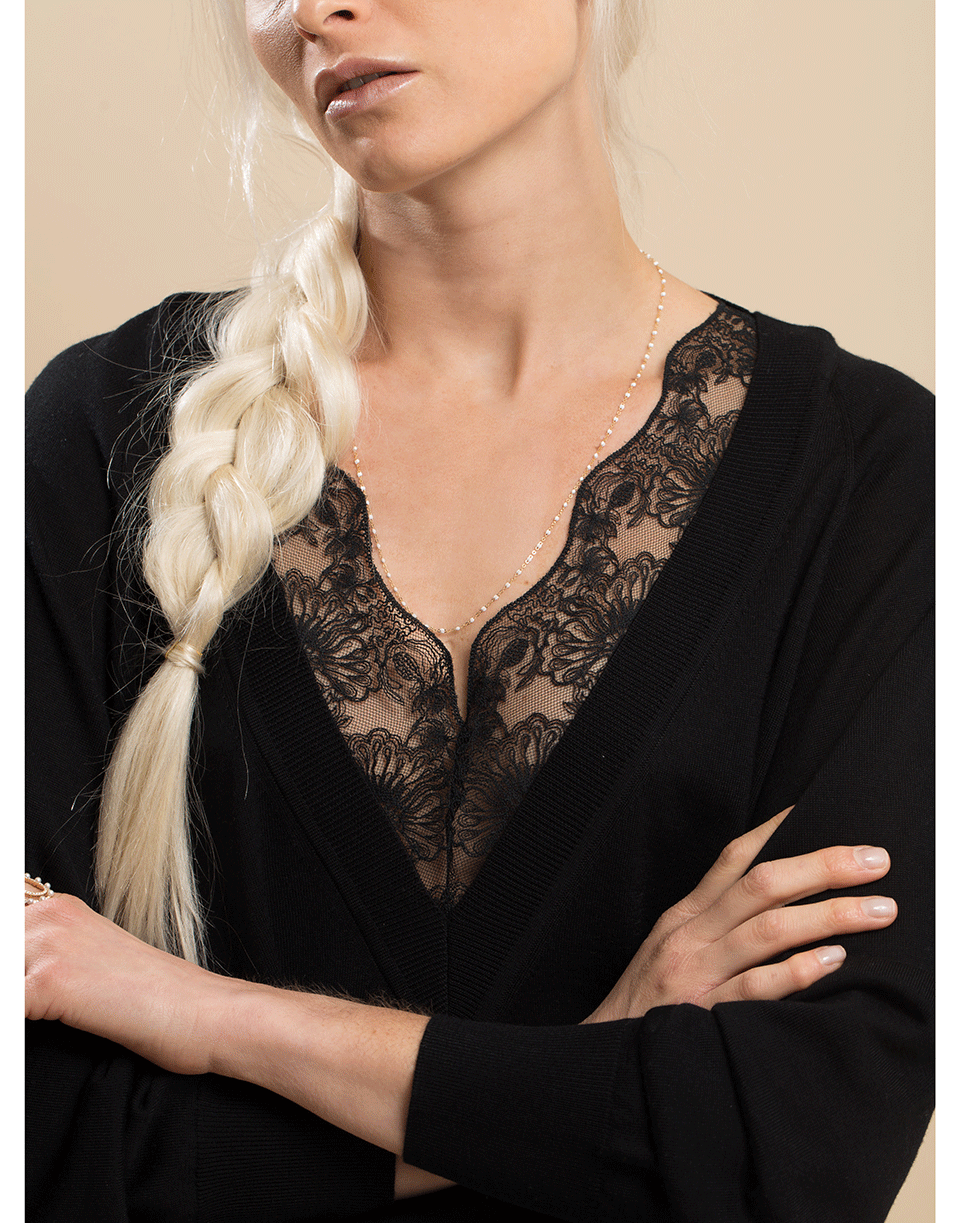 CHLOÉ-Black Lace Trim Sweater-