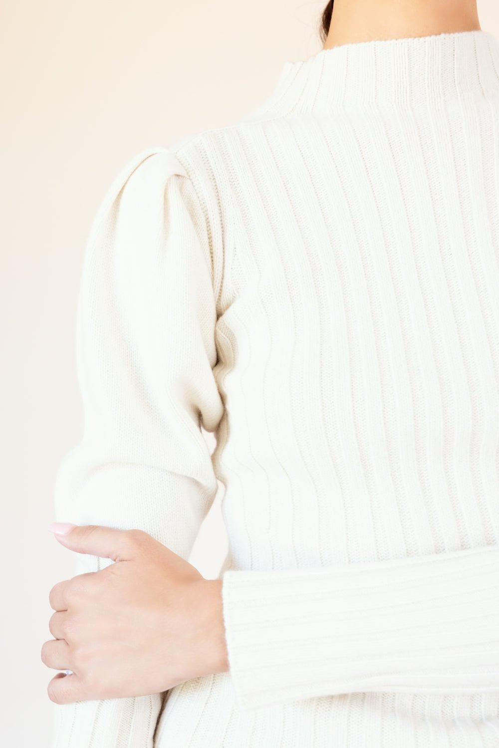 CHLOÉ-Mock Neck Ribbed Sweater-