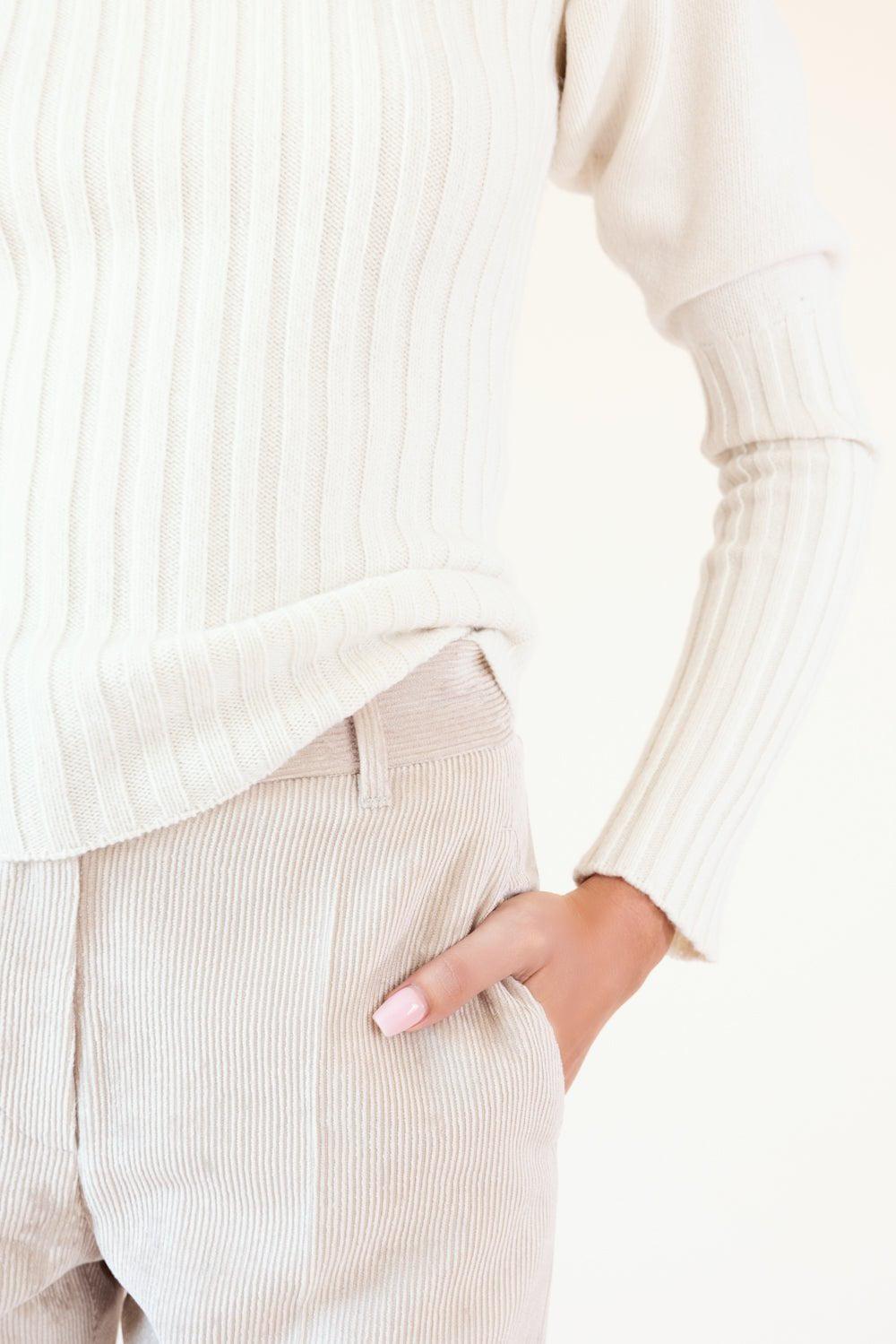 CHLOÉ-Mock Neck Ribbed Sweater-