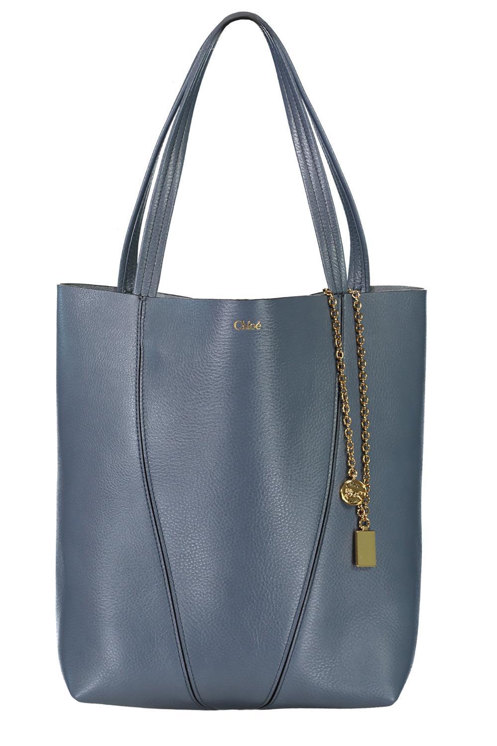 Small Spin Leather Shoulder Bag - Ashes Blue-BLUE-HANDBAGSHOULDER-CHLOÉ