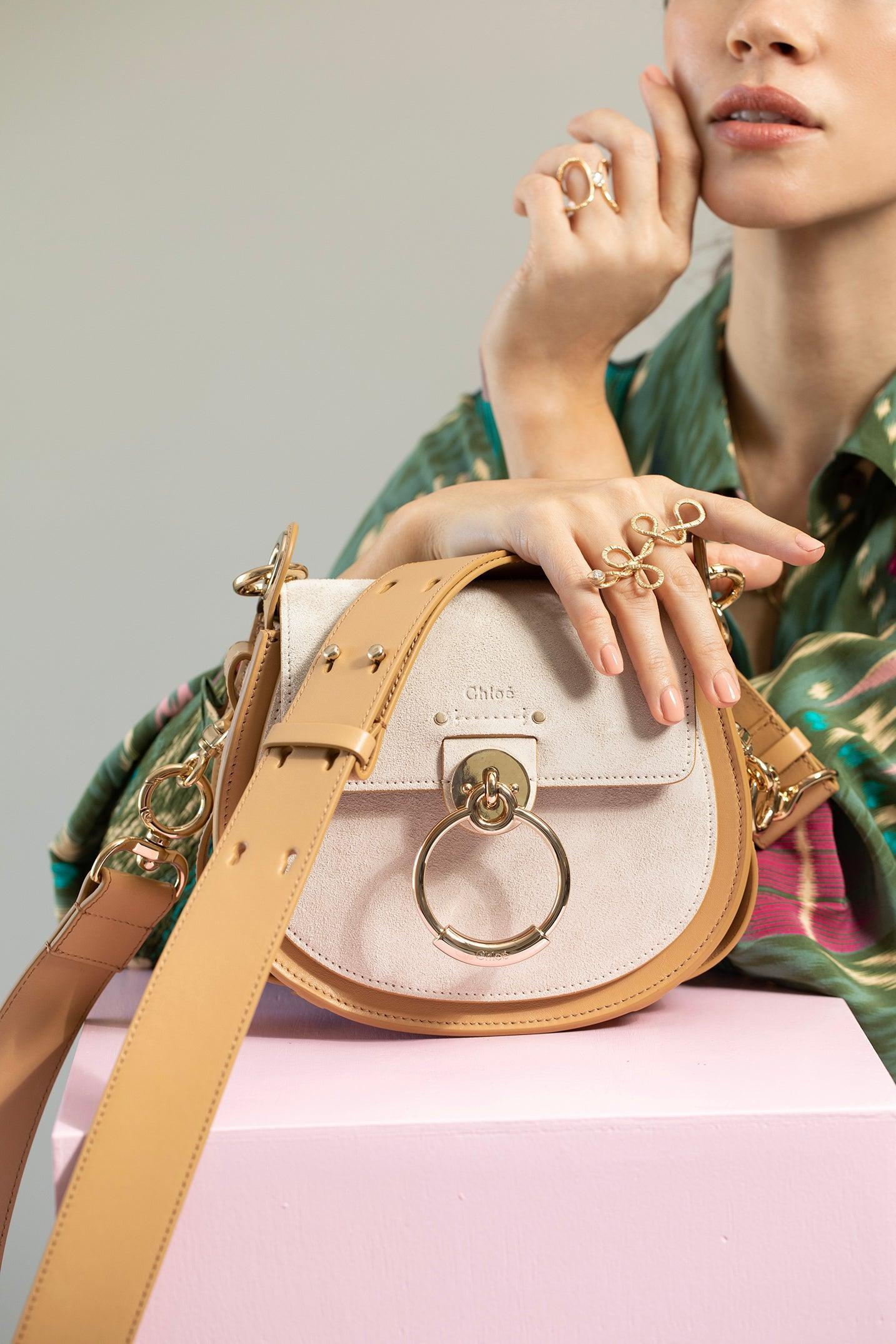 CHLOÉ-Small Tess Saddle Bag-NUDE