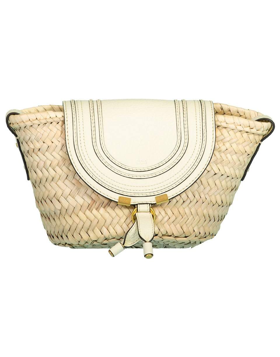 CHLOÉ-Marcie Leather-Trimmed Raffia Bag-WHITE