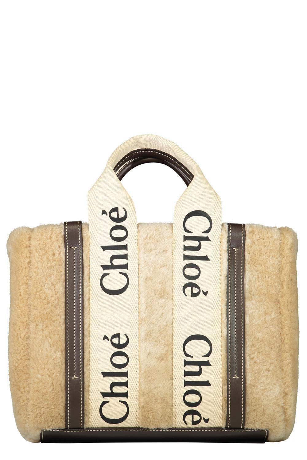 Small Woody Shearling Tote Bag-SMMRYBGE-HANDBAGTOP HANDLE-CHLOÉ