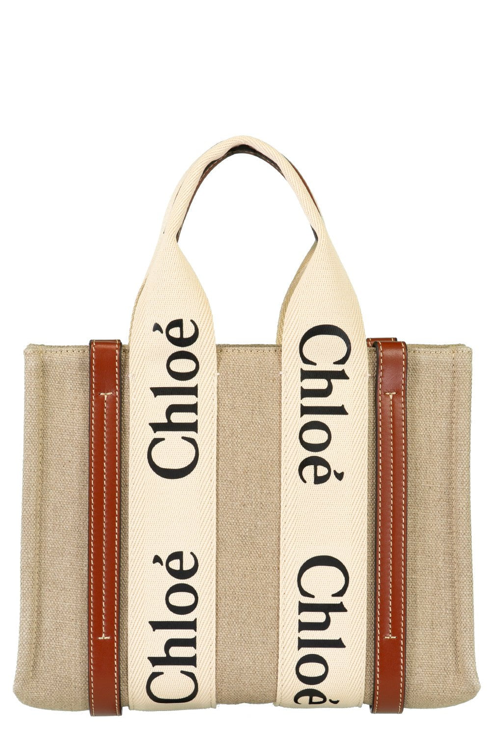 CHLOÉ-Small Woody Tote Bag - White Brown-WHT/BRWN