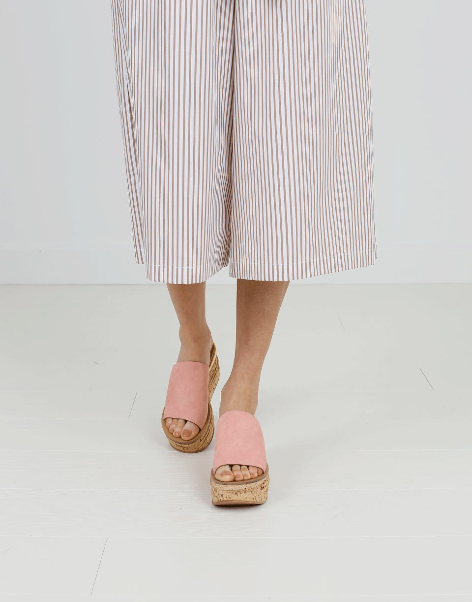 CHLOÉ-Suede Cork Wedge Slide-