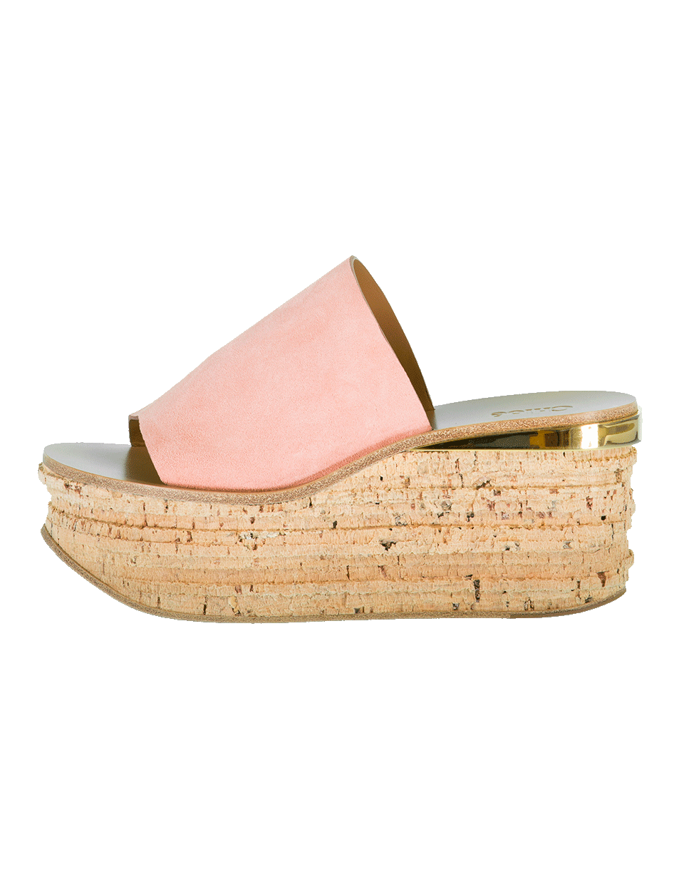 CHLOÉ-Suede Cork Wedge Slide-