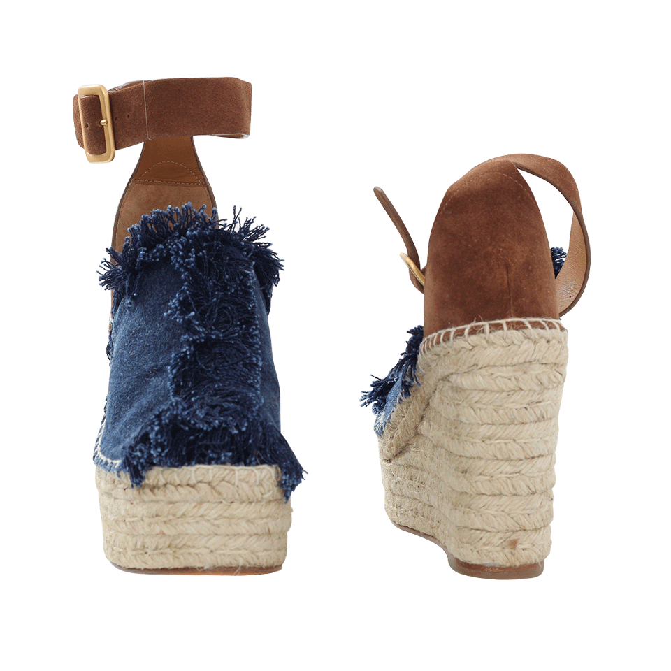 CHLOÉ-Denim Espadrille Wedge-