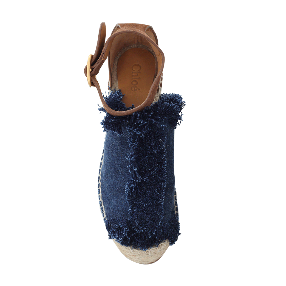 CHLOÉ-Denim Espadrille Wedge-