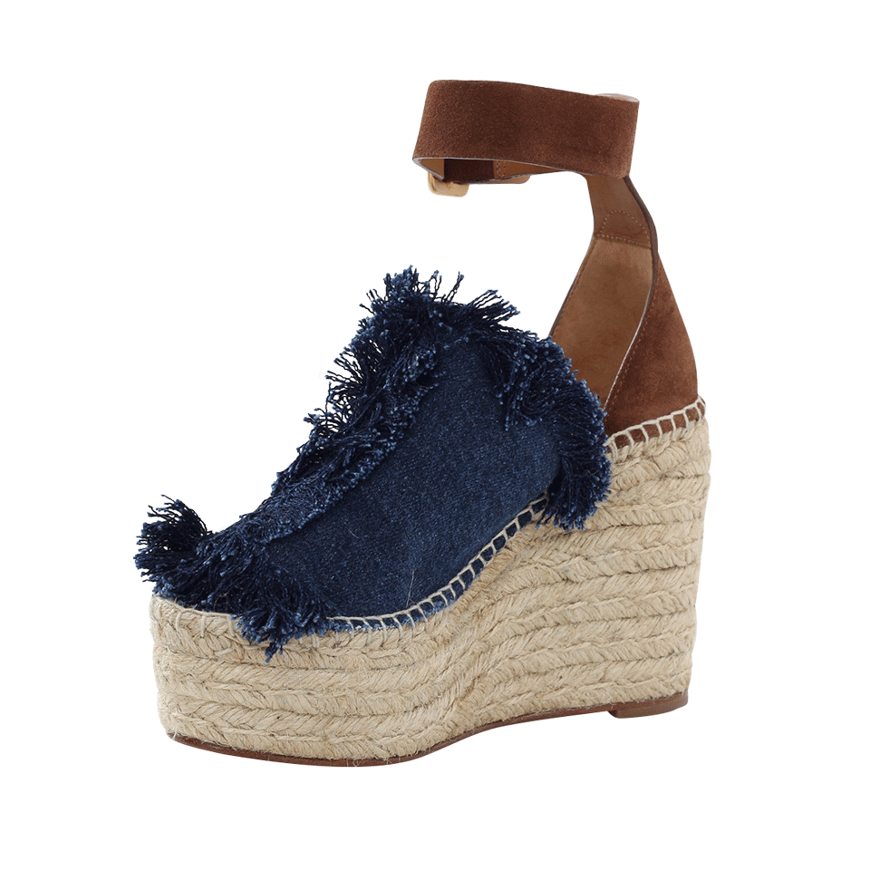 CHLOÉ-Denim Espadrille Wedge-